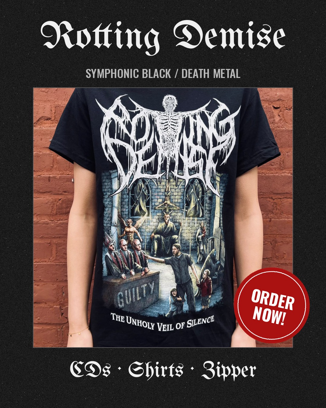 Rotting Demise – Last Call: Merch-Ausverkauf mit CDs, Shirts und Zipper